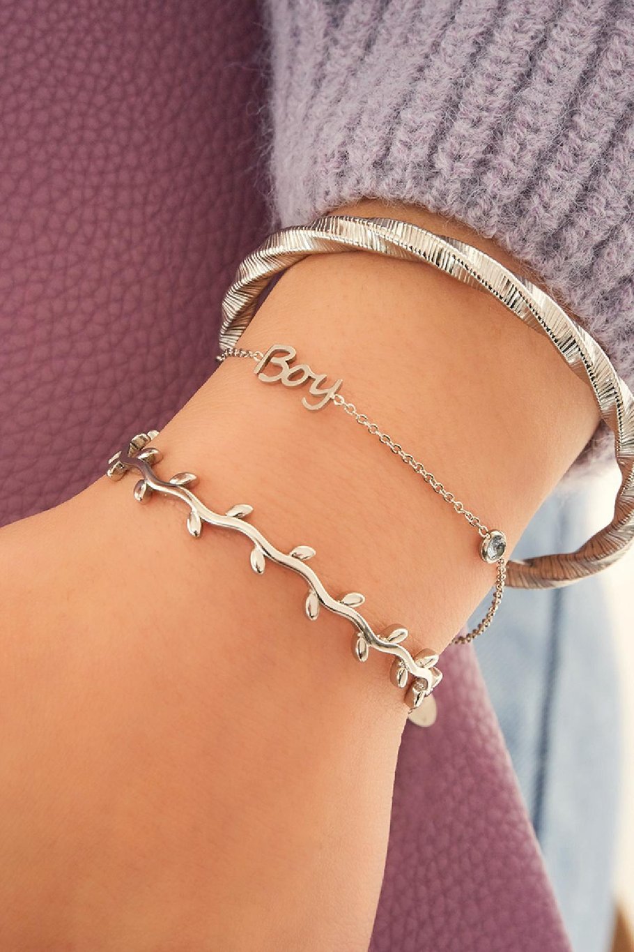 Pulsera de Piedra de Nacimiento Silver Color Nino Plata Acero inoxidable Imagen2